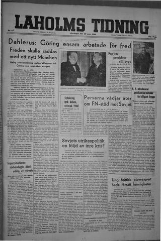Förstasidan, Onsdag 20 mars 1946