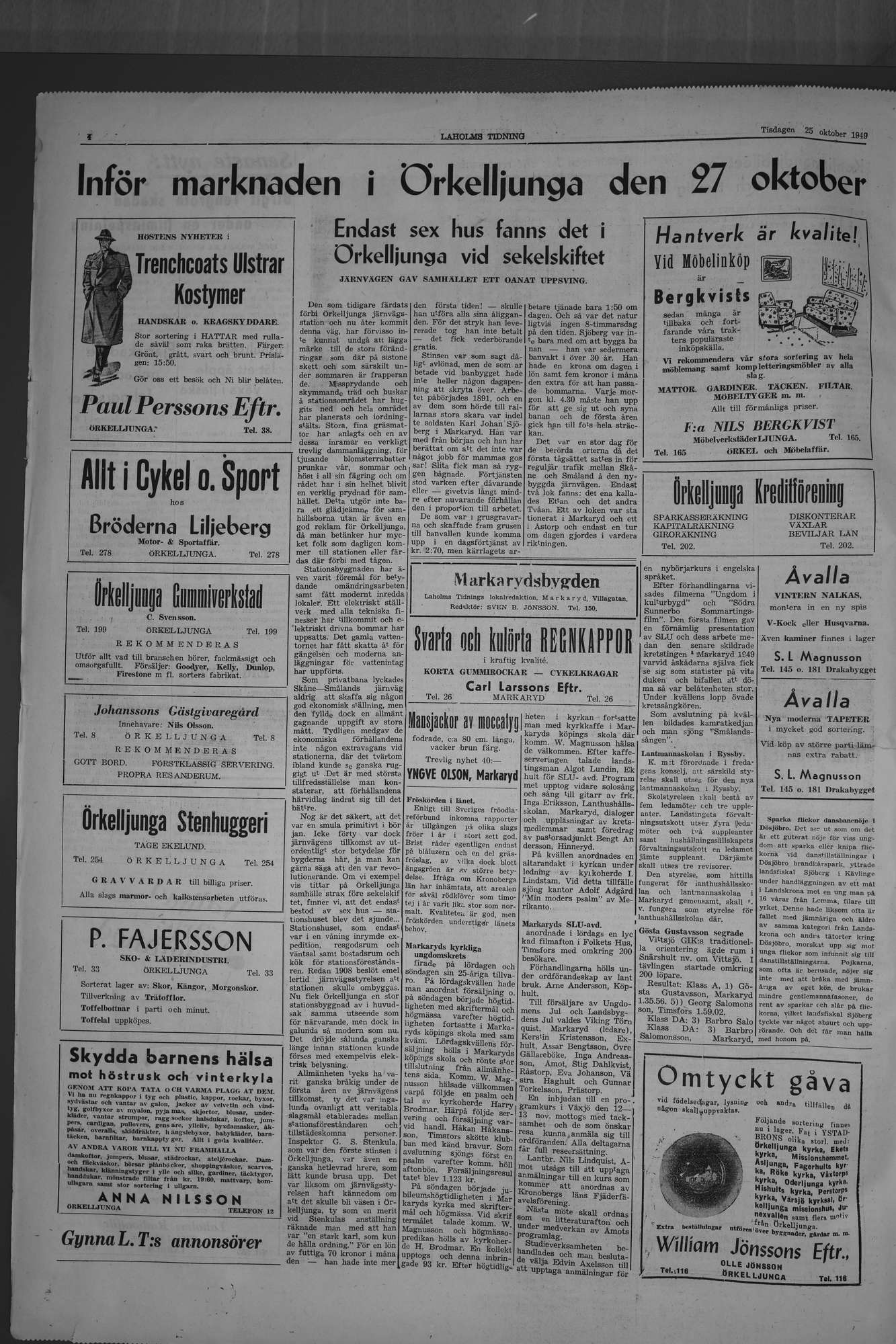 Laholms Tidning Tisdag 25 oktober 1949, sida 4