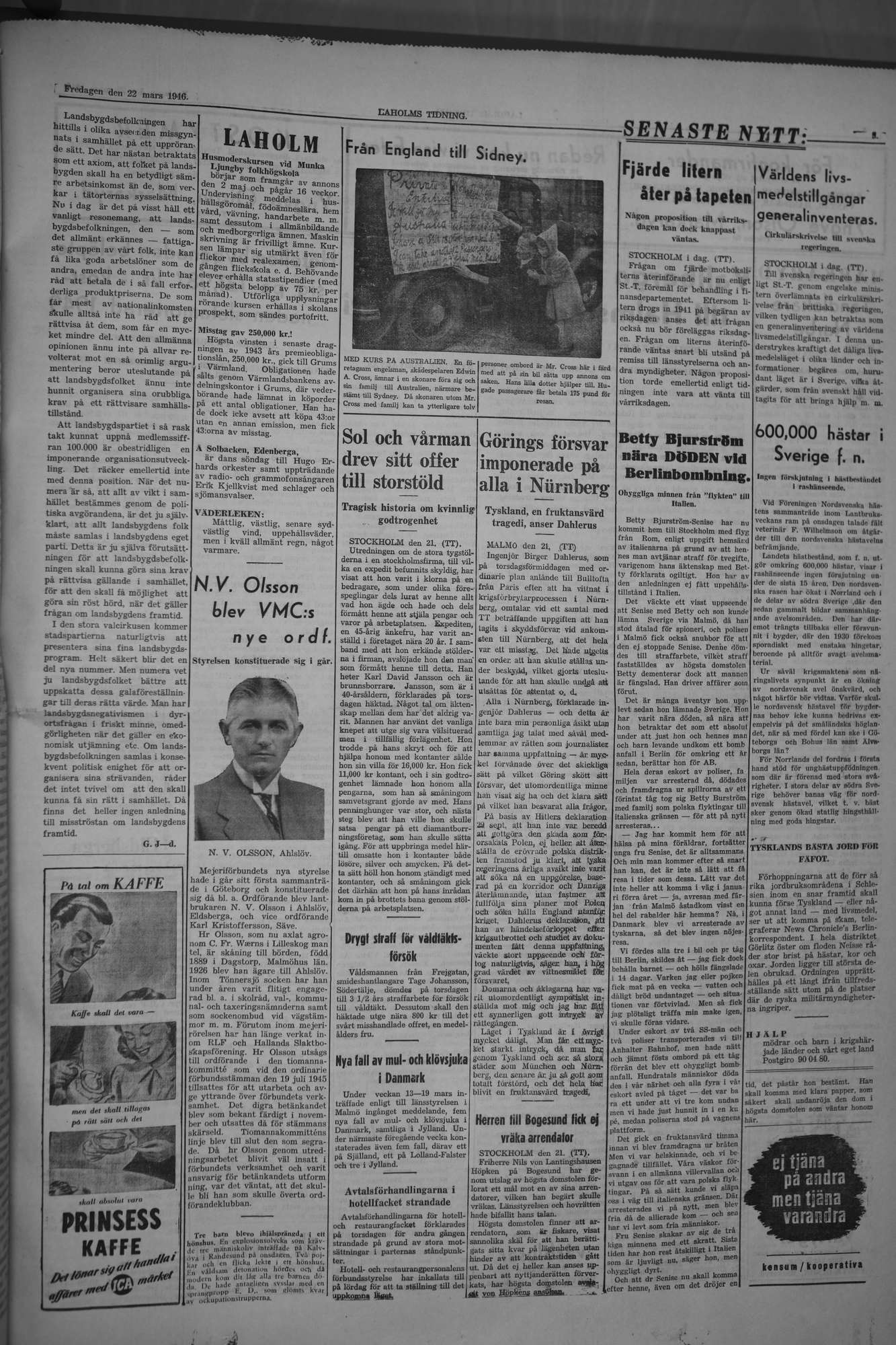 Laholms Tidning Fredag 22 mars 1946, sida 3