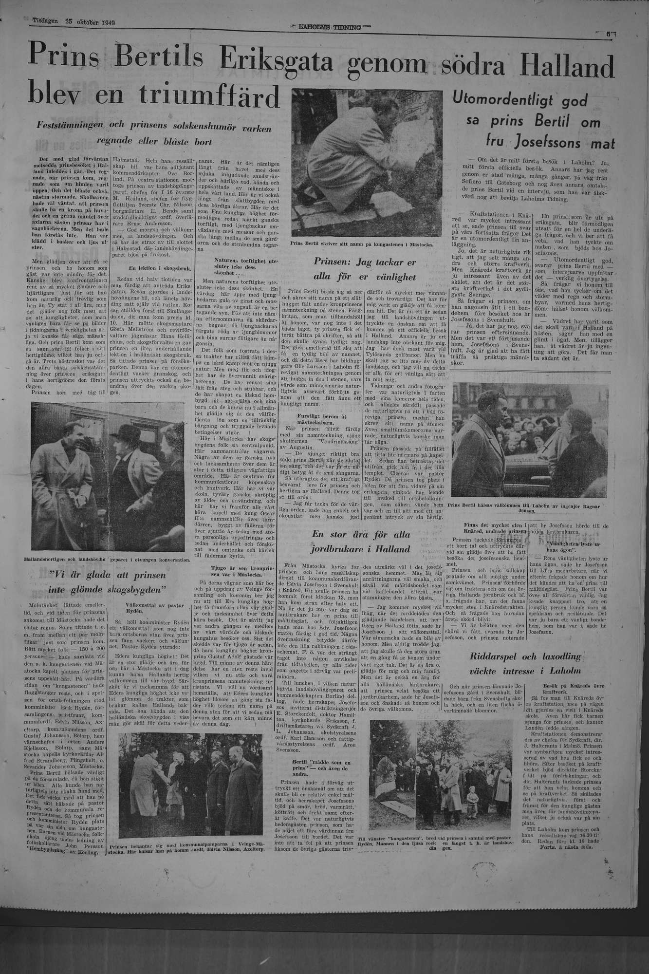 Laholms Tidning Tisdag 25 oktober 1949, sida 5