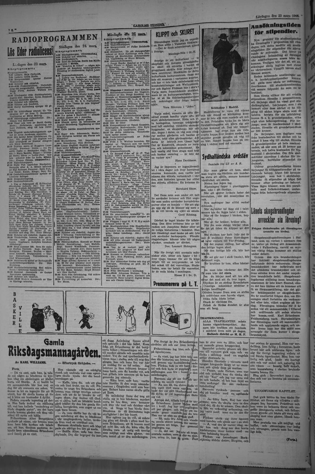 Laholms Tidning Lördag 23 mars 1946, sida 8