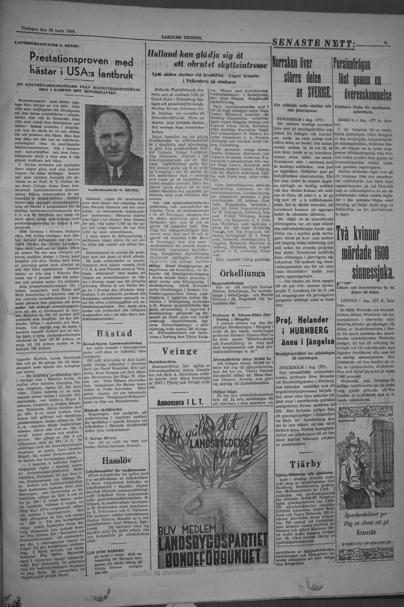 Laholms Tidning Tisdag 26 mars 1946, sida 3