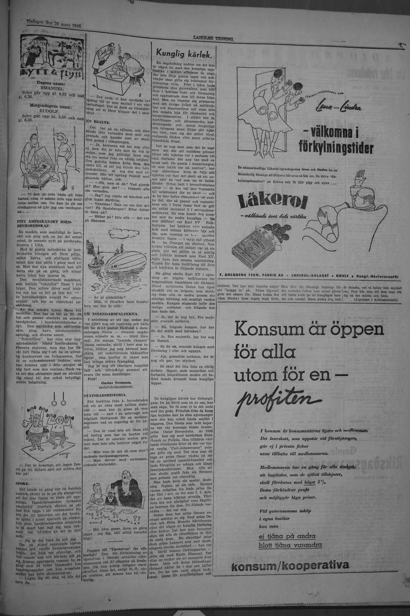 Laholms Tidning Tisdag 26 mars 1946, sida 7