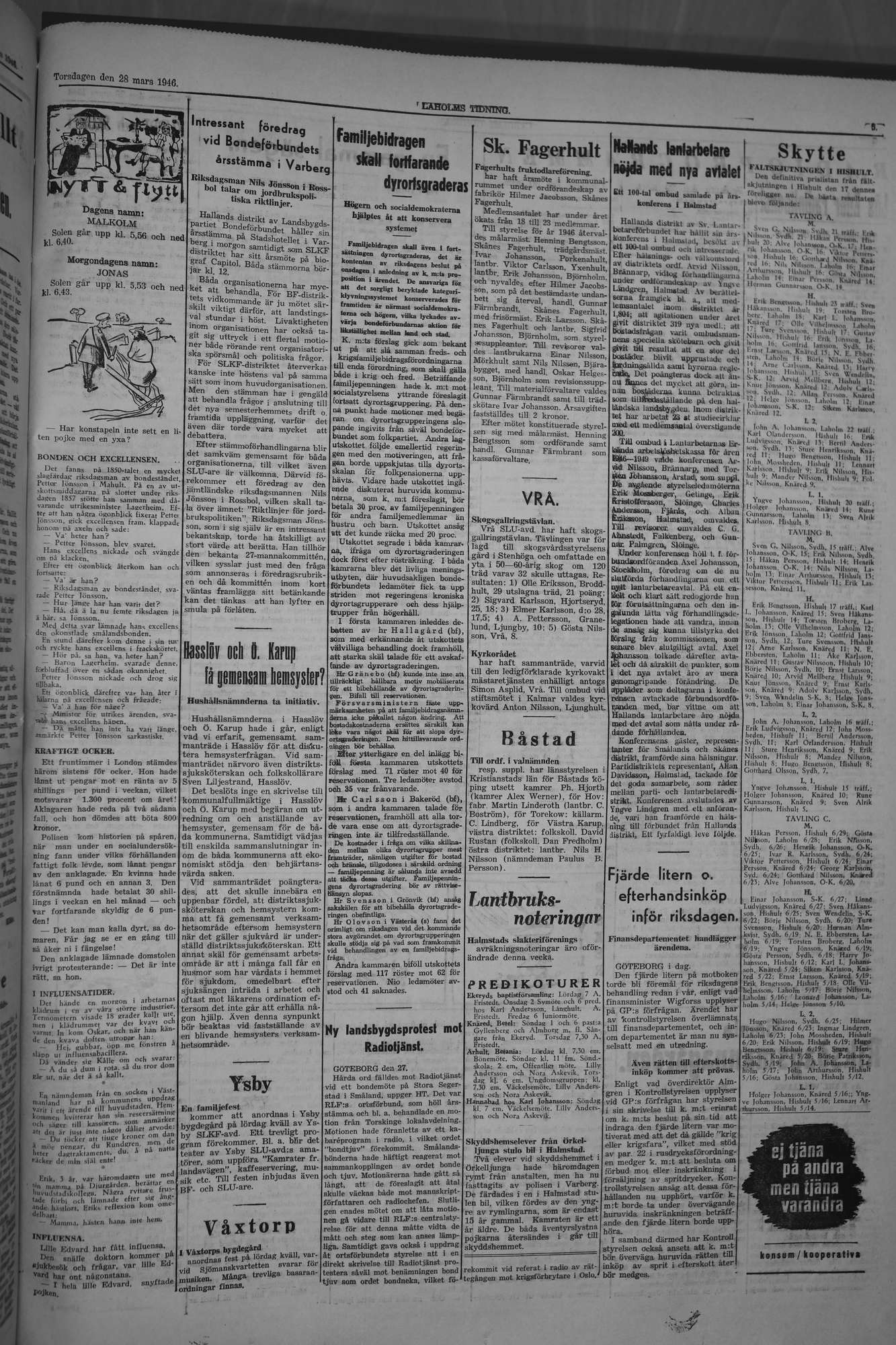 Laholms Tidning Torsdag 28 mars 1946, sida 5