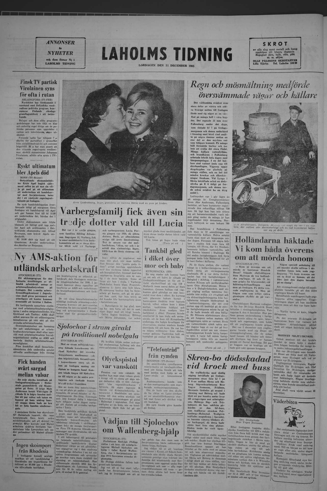 Laholms Tidning Lördag 11 december 1965, sida 8