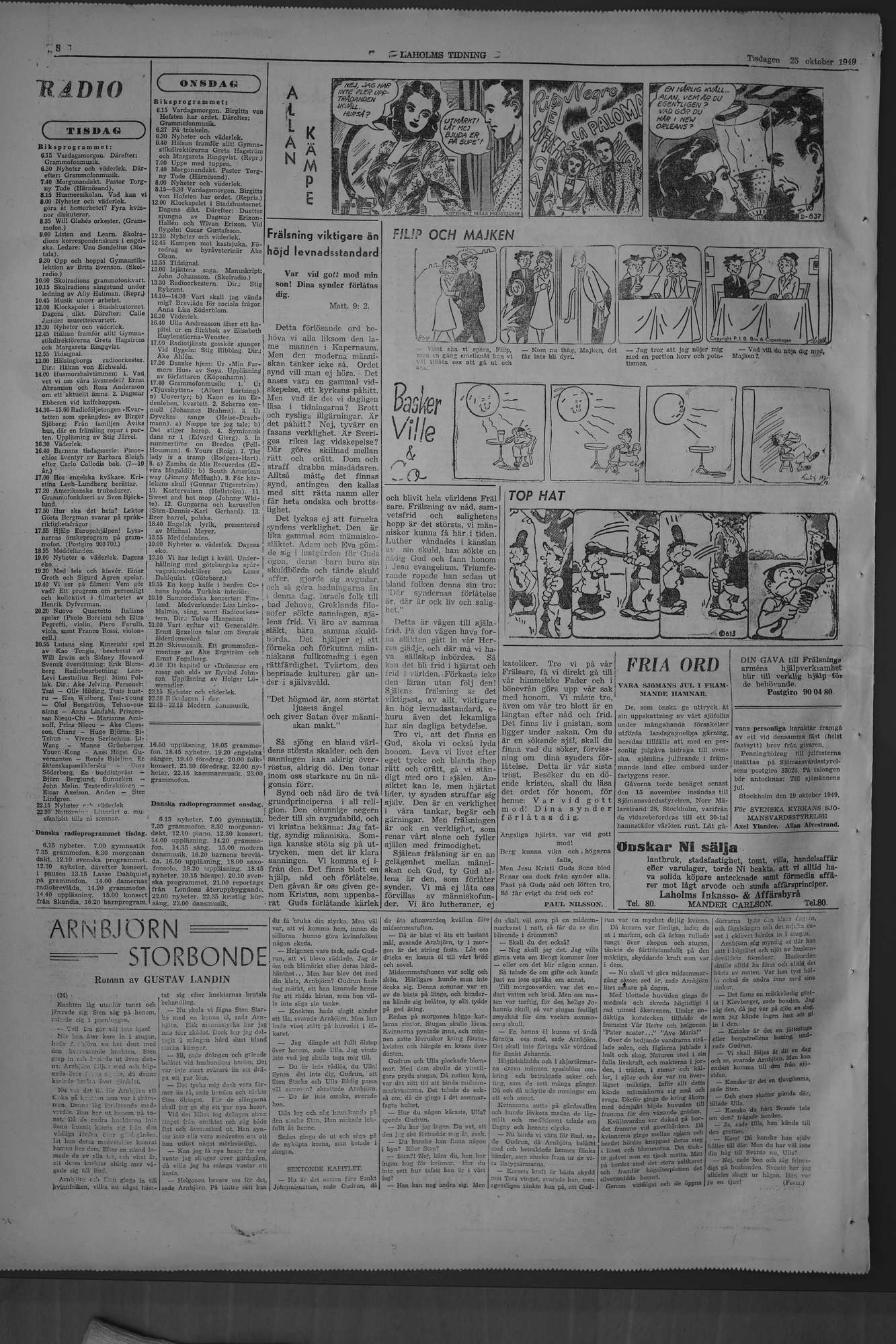 Laholms Tidning Tisdag 25 oktober 1949, sida 8