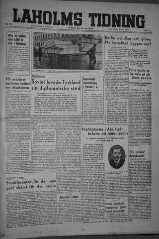 Förstasidan, Lördag 30 mars 1946