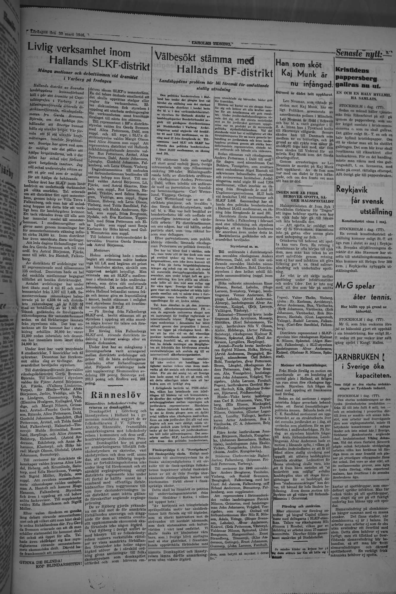 Laholms Tidning Lördag 30 mars 1946, sida 5