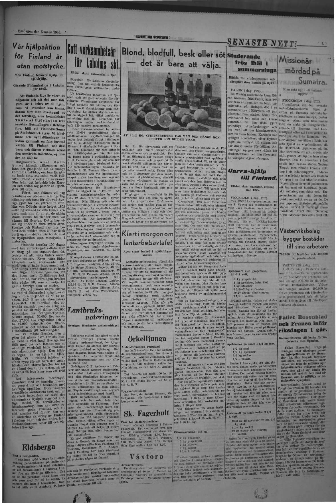 Laholms Tidning Onsdag 6 mars 1946, sida 3