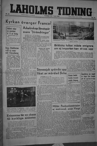 Förstasidan, Torsdag 7 mars 1946