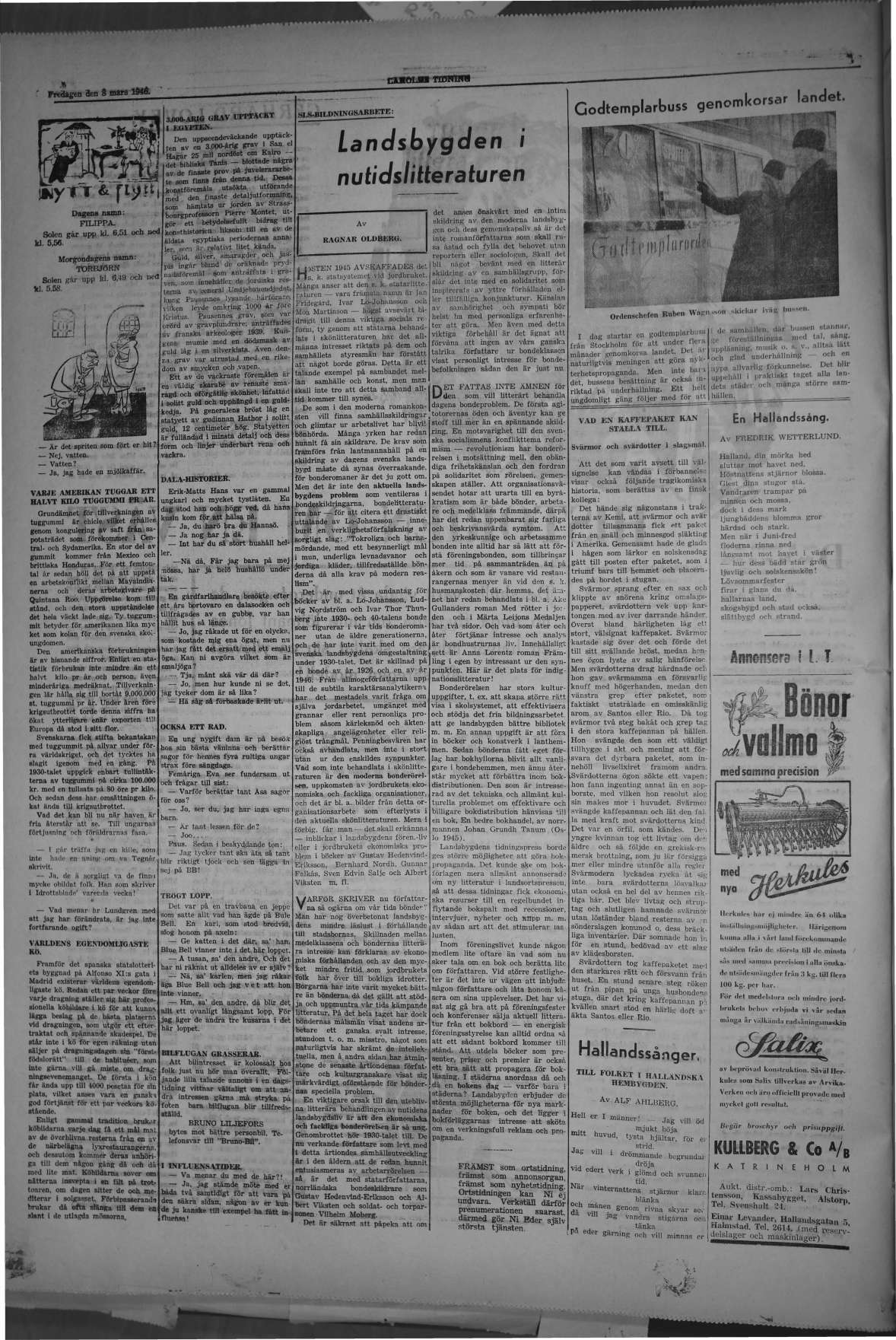 Laholms Tidning Fredag 8 mars 1946, sida 6