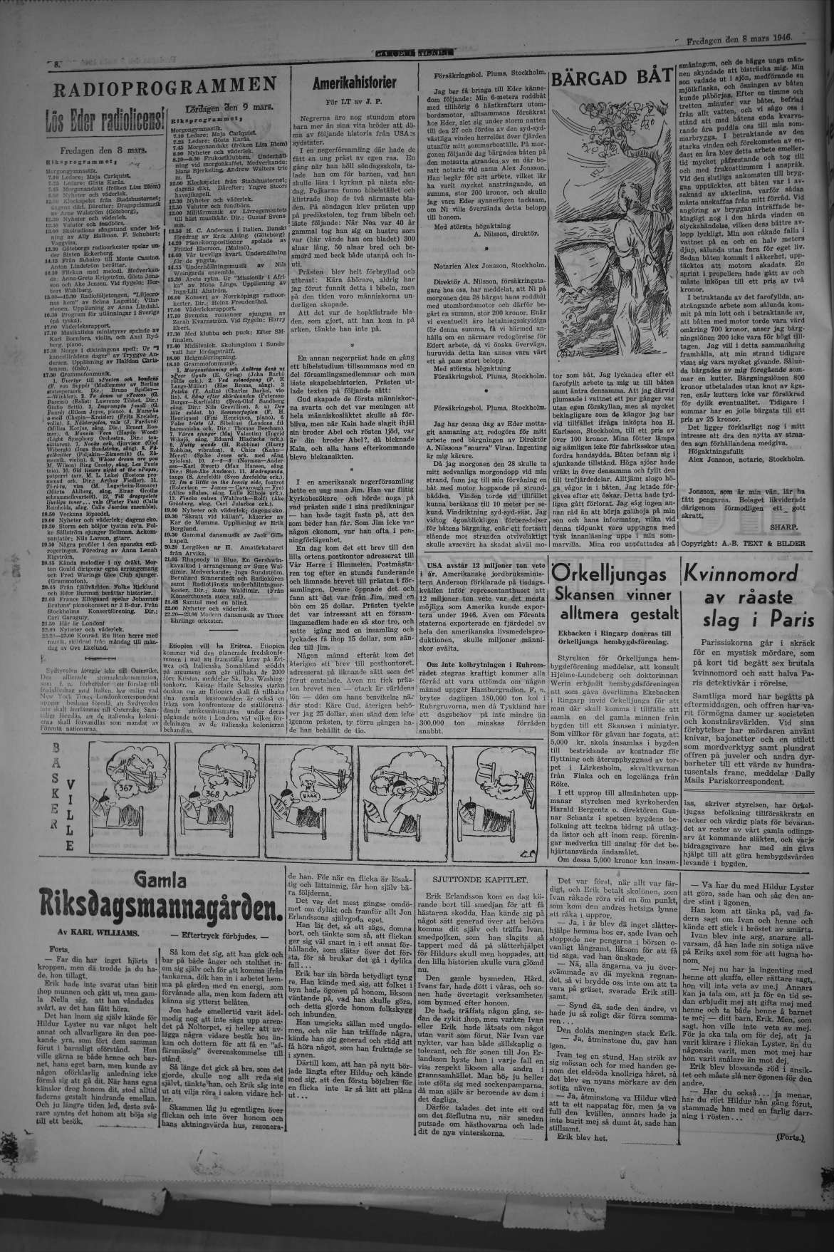 Laholms Tidning Fredag 8 mars 1946, sida 8