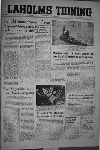 Förstasidan, Lördag 9 mars 1946