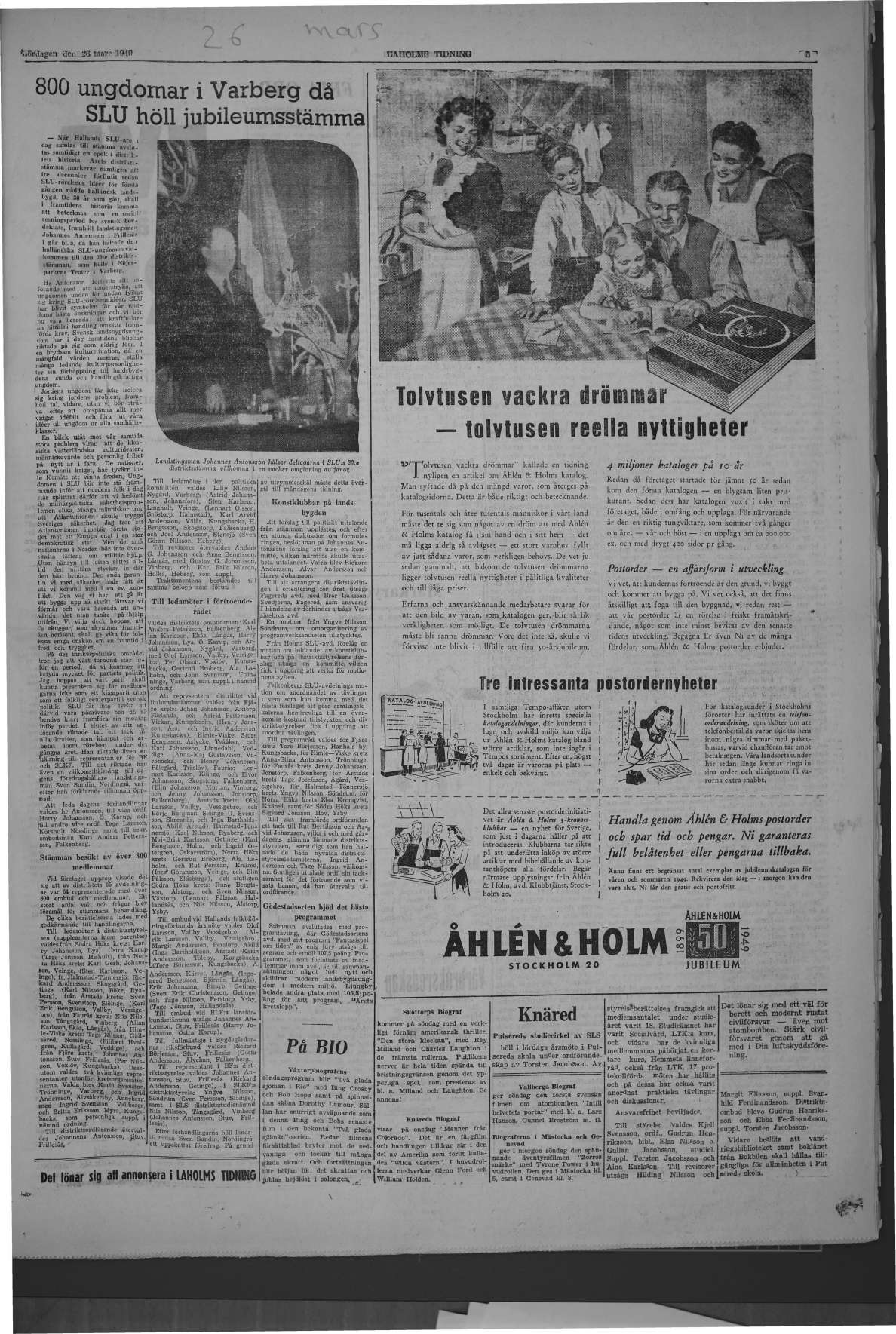 Laholms Tidning Lördag 26 mars 1949, sida 5