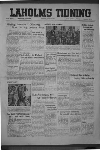Förstasidan, Onsdag 14 juni 1950