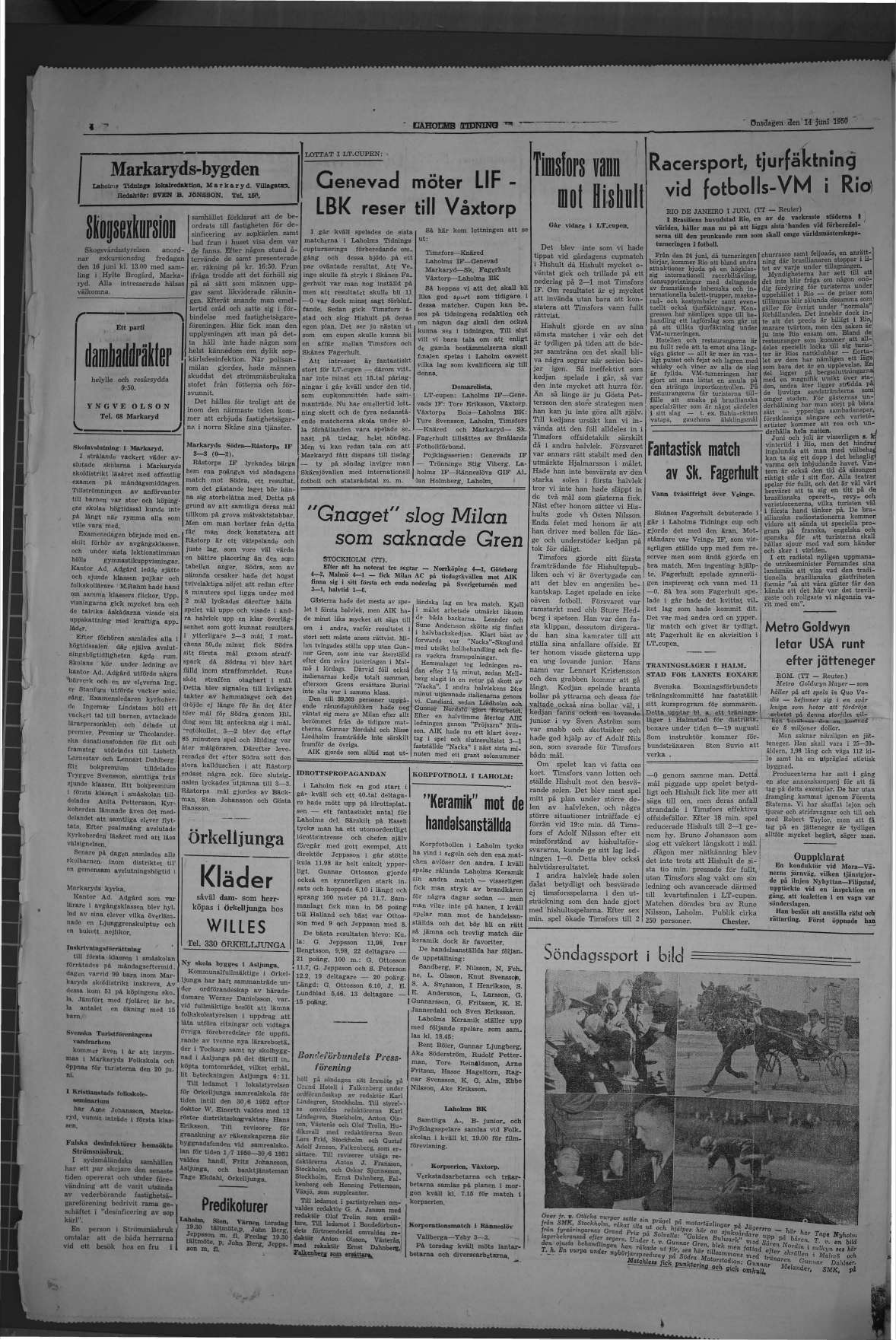 Laholms Tidning Onsdag 14 juni 1950, sida 4