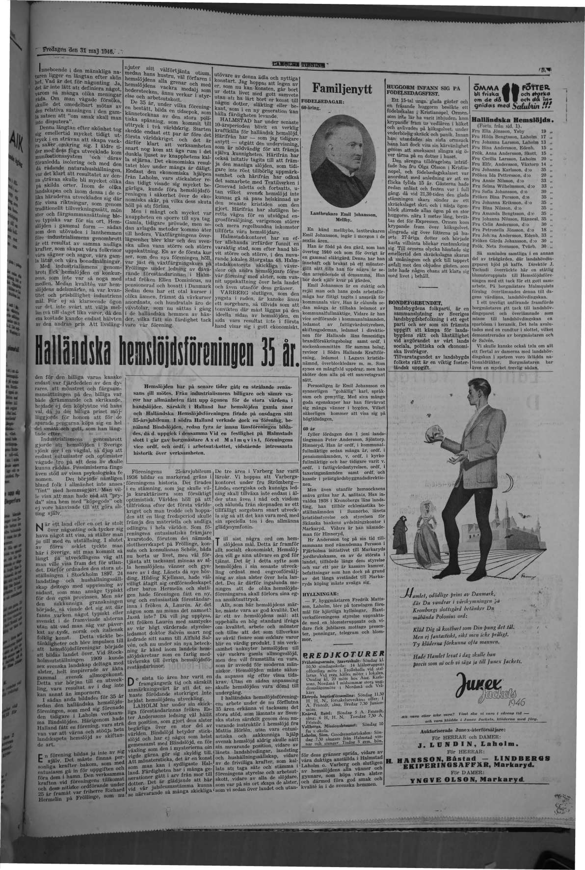 Laholms Tidning Fredag 31 maj 1946, sida 5