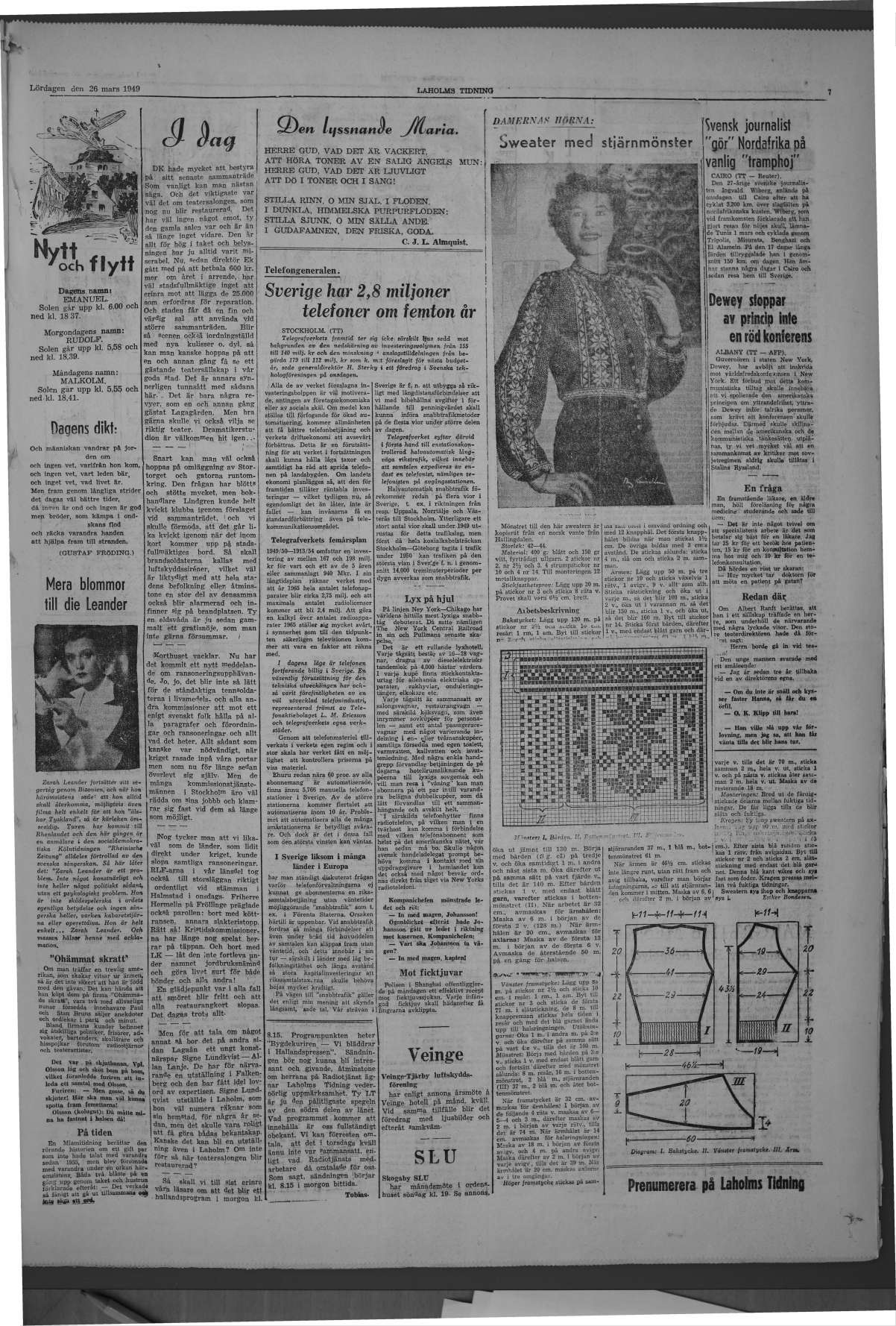 Laholms Tidning Lördag 26 mars 1949, sida 7
