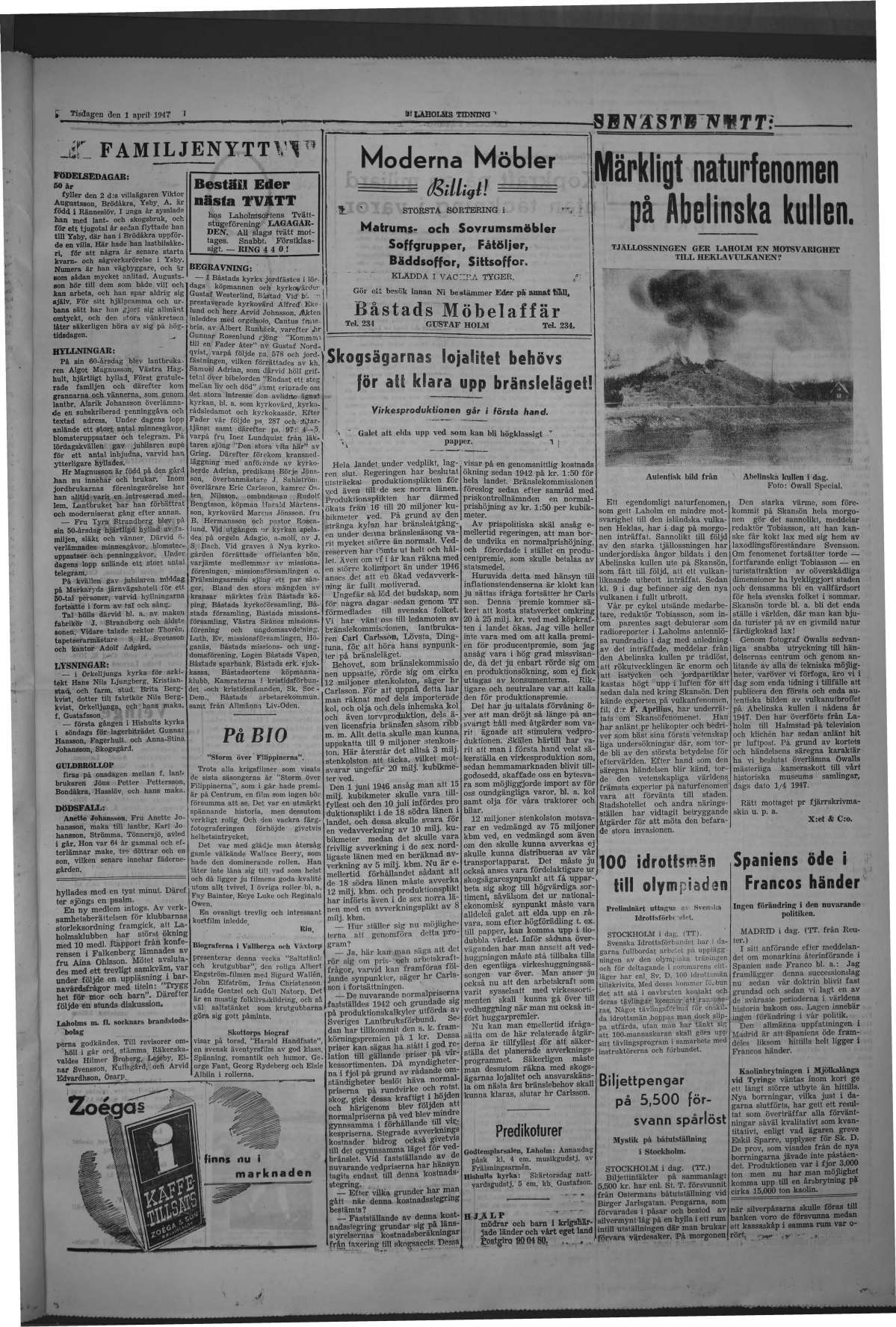 Laholms Tidning Tisdag 1 april 1947, sida 4