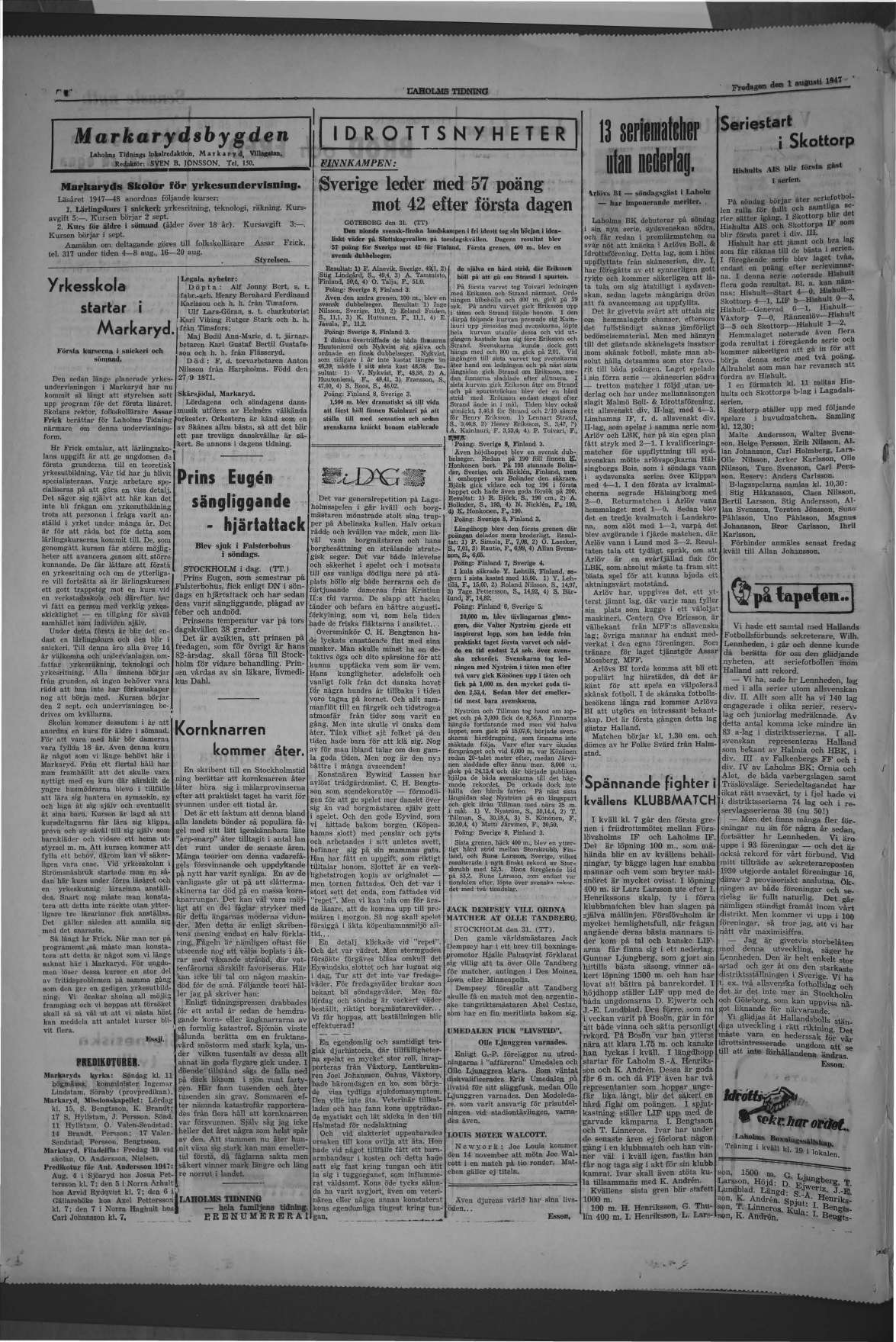 Laholms Tidning Fredag 1 augusti 1947, sida 4