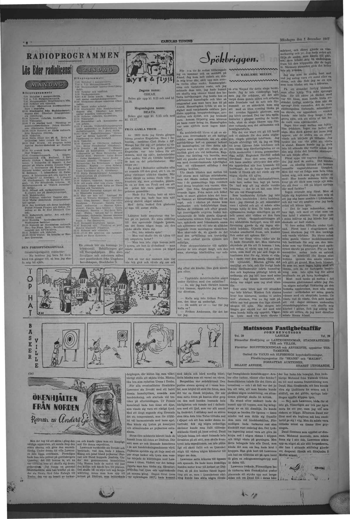 Laholms Tidning Måndag 1 december 1947, sida 6