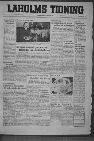 Förstasidan, Fredag 26 augusti 1949