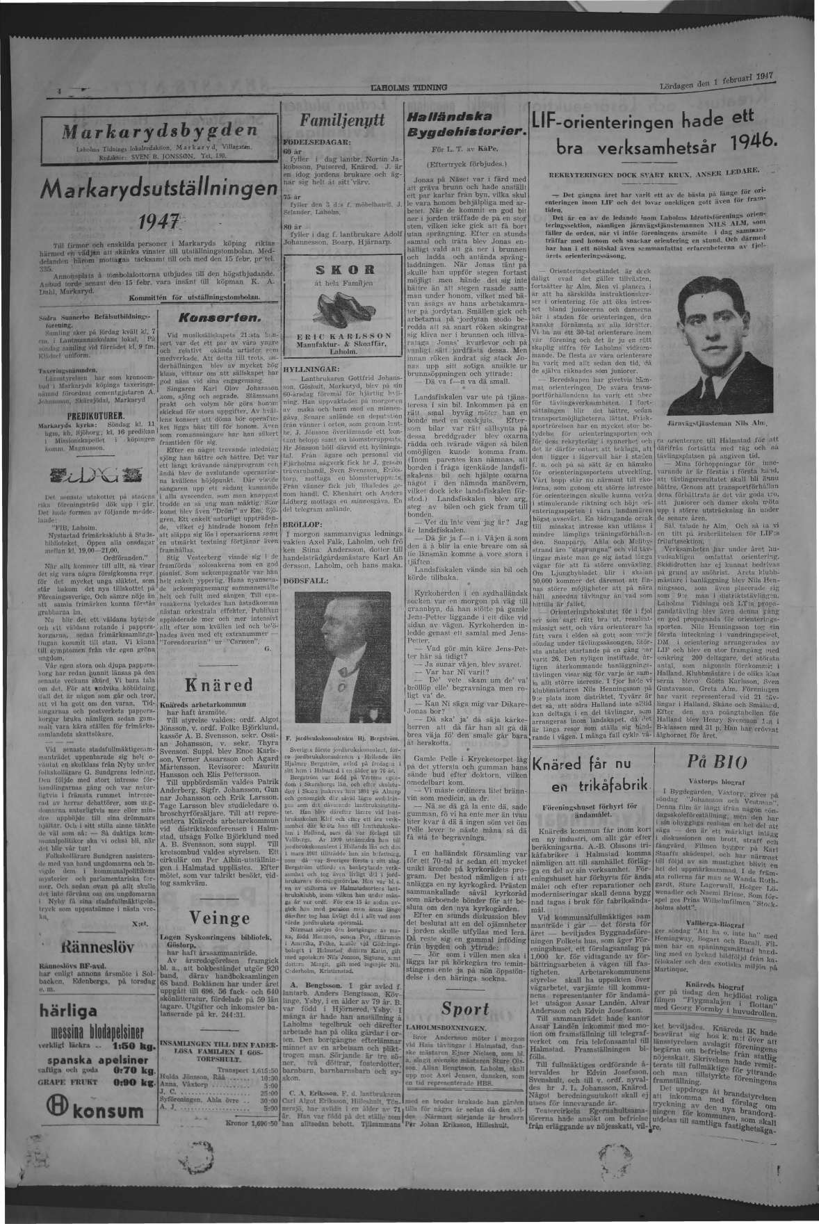 Laholms Tidning Lördag 1 februari 1947, sida 4