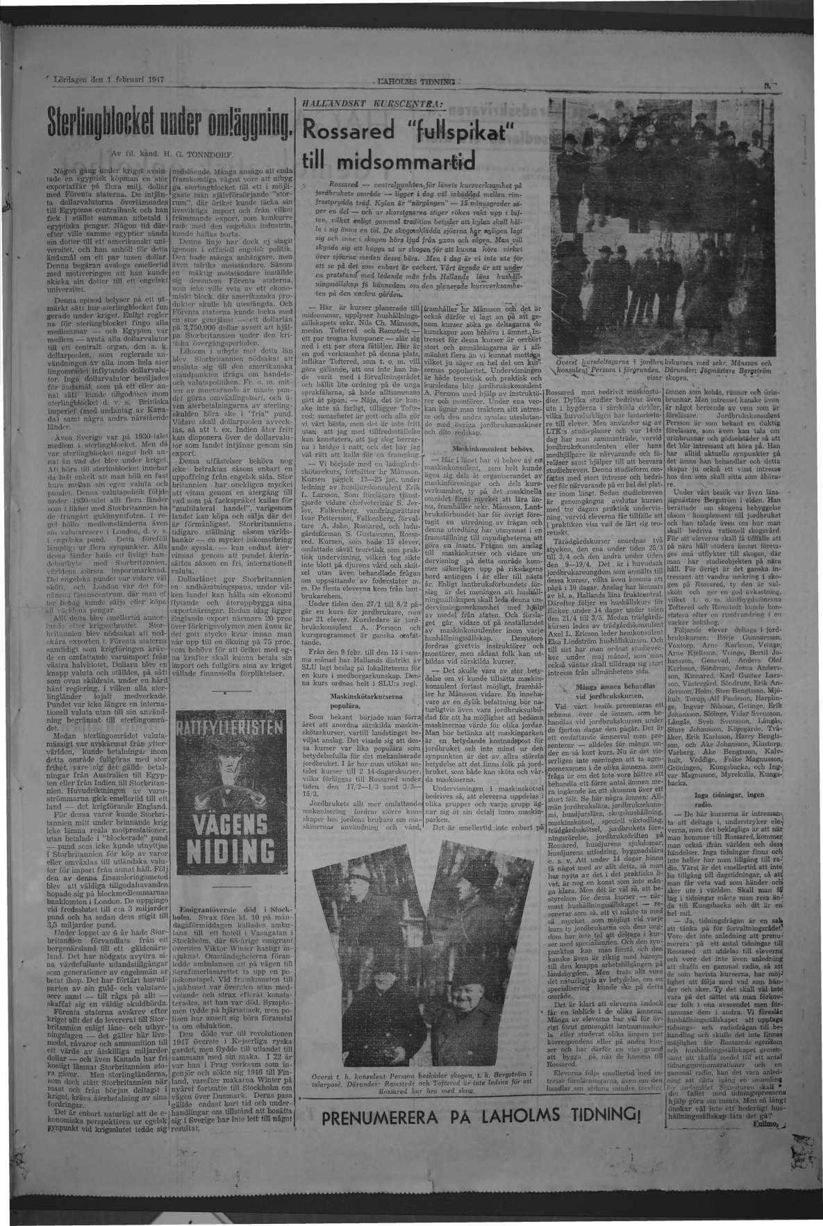 Laholms Tidning Lördag 1 februari 1947, sida 5