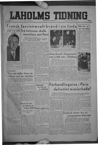 Förstasidan, Tisdag 1 juli 1947