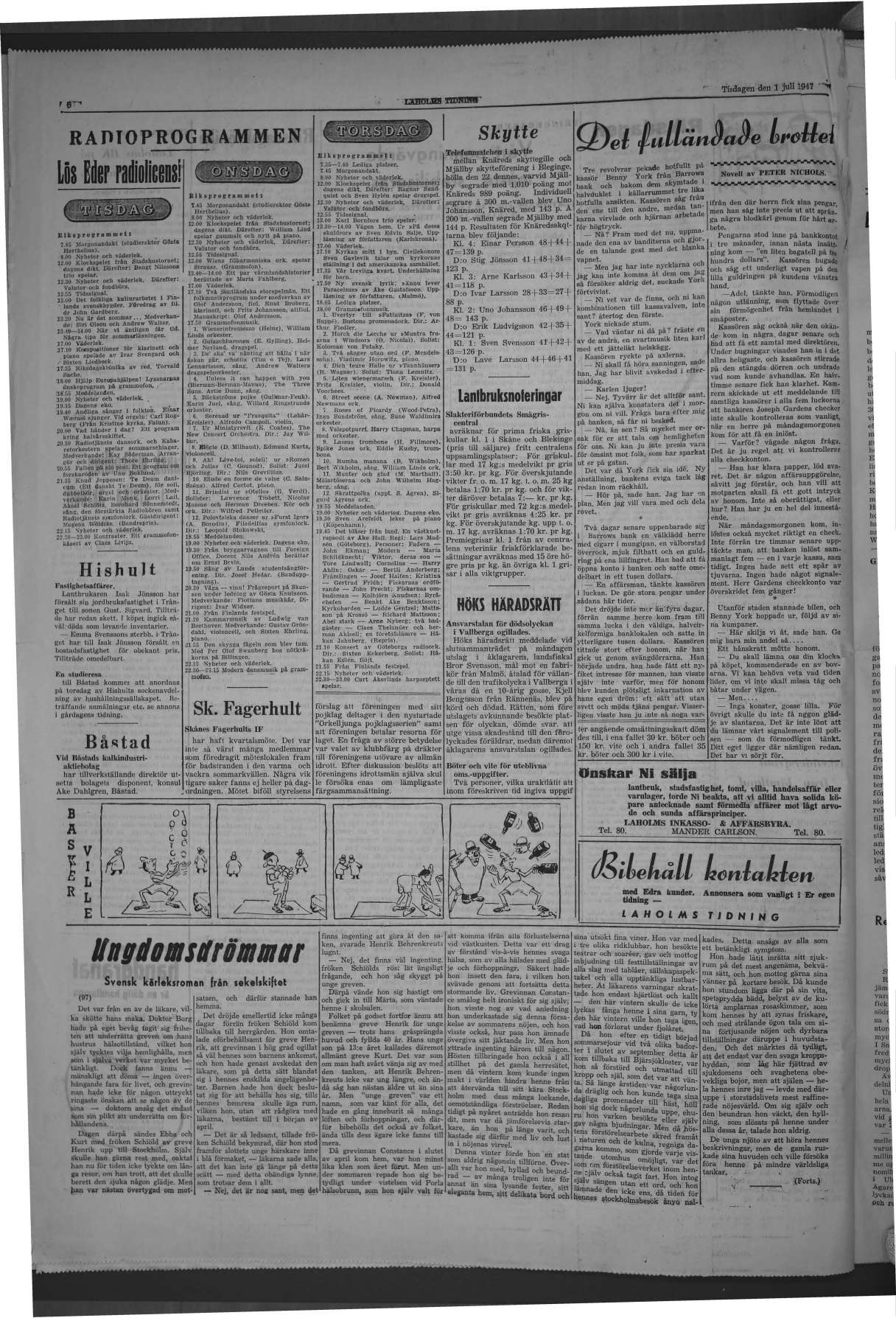 Laholms Tidning Tisdag 1 juli 1947, sida 6