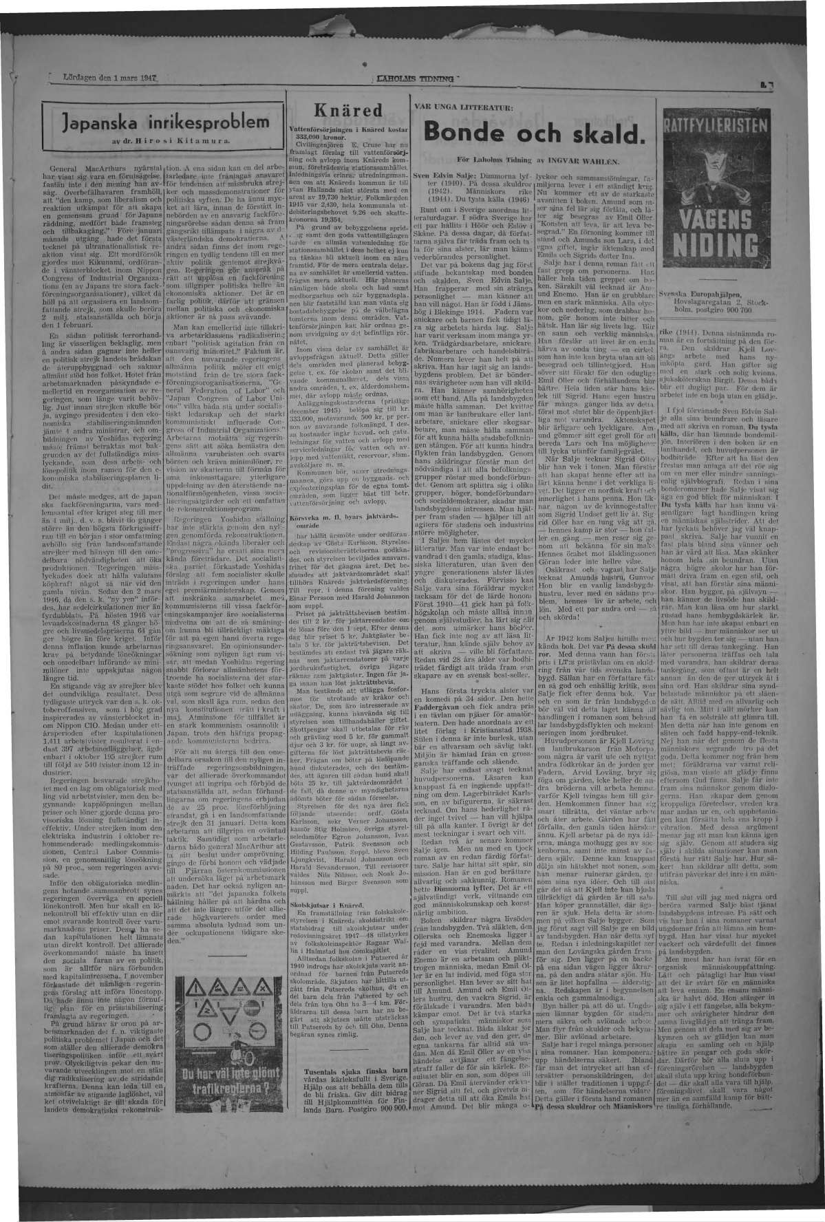 Laholms Tidning Lördag 1 mars 1947, sida 5