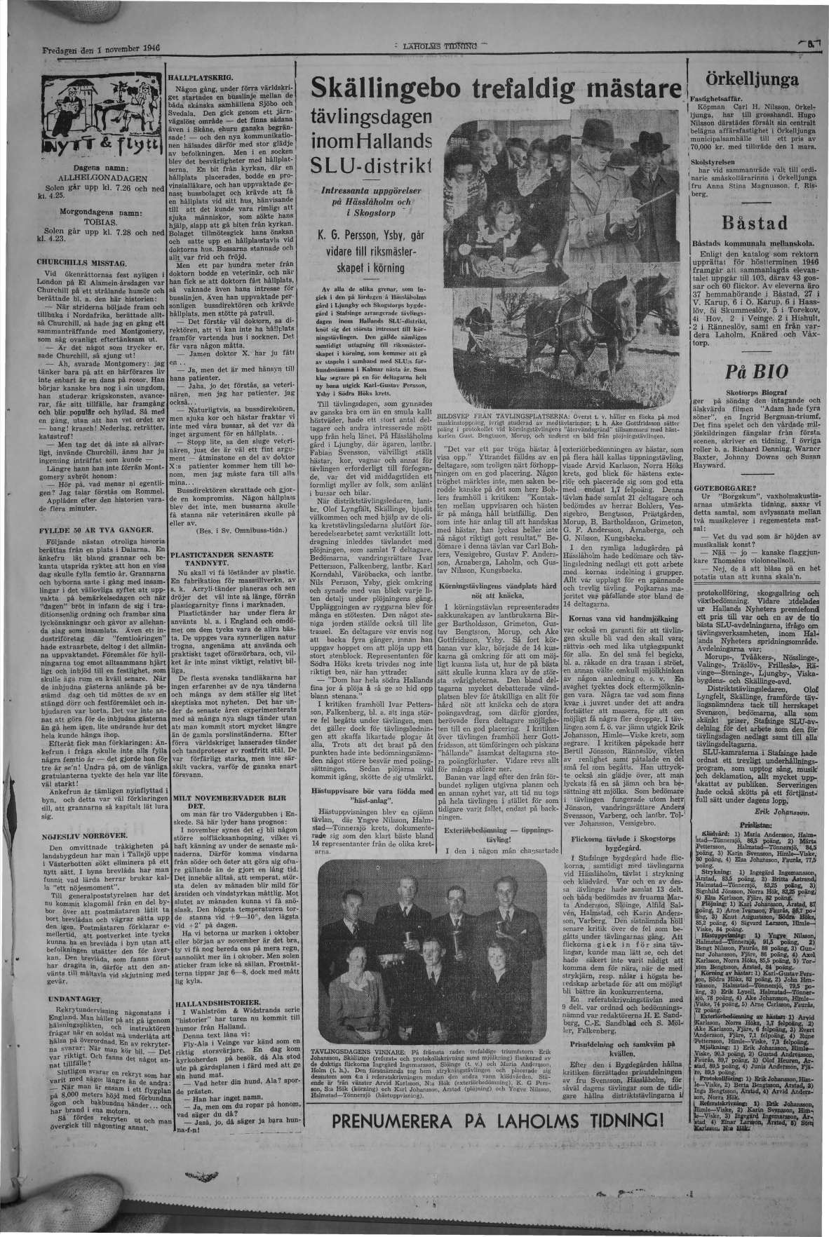 Laholms Tidning Fredag 1 november 1946, sida 5