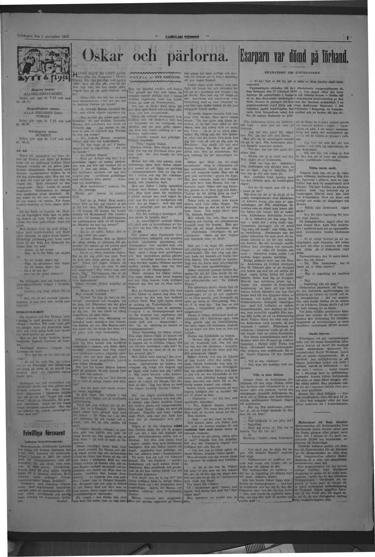 Laholms Tidning Lördag 1 november 1947, sida 7