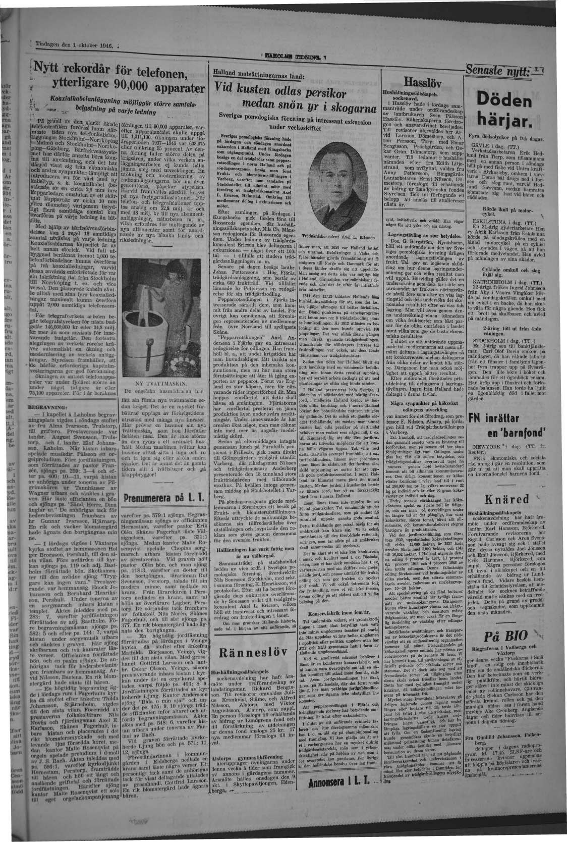 Laholms Tidning Tisdag 1 oktober 1946, sida 3