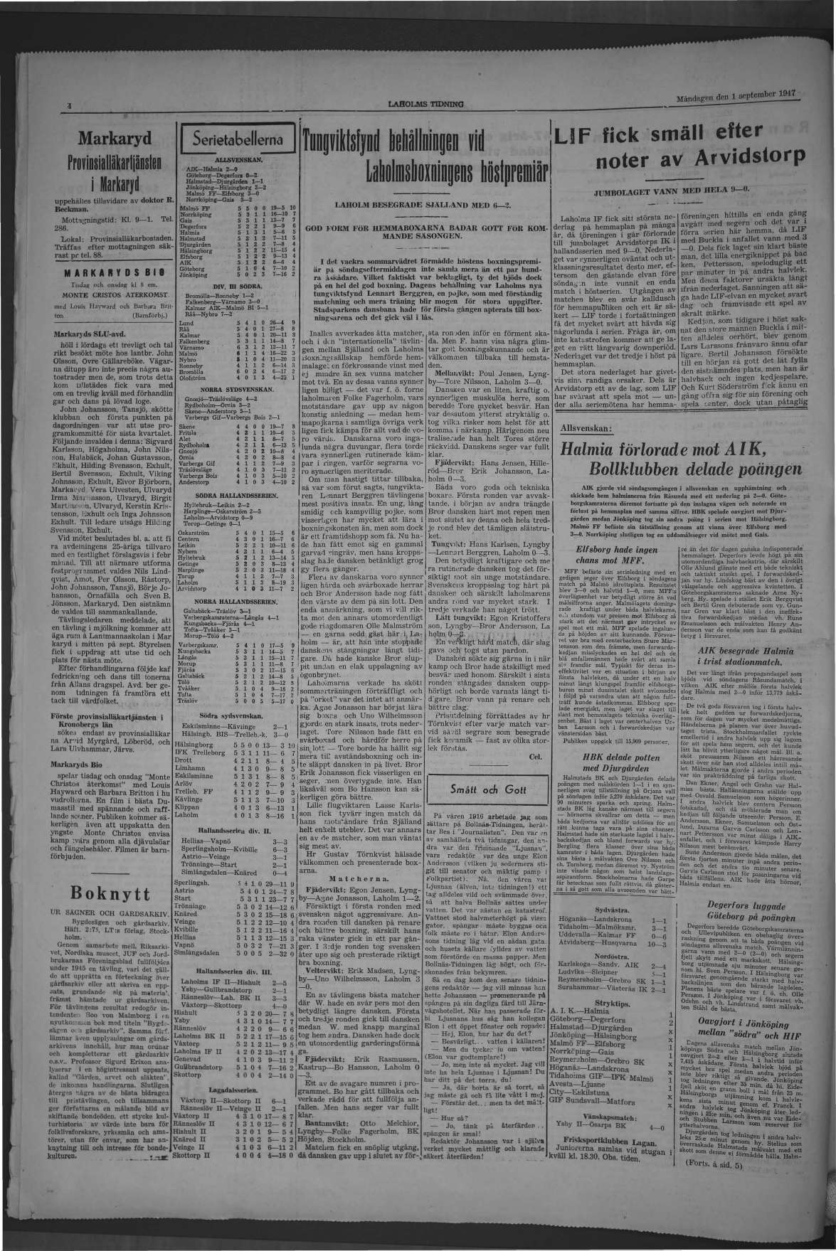 Laholms Tidning Måndag 1 september 1947, sida 3