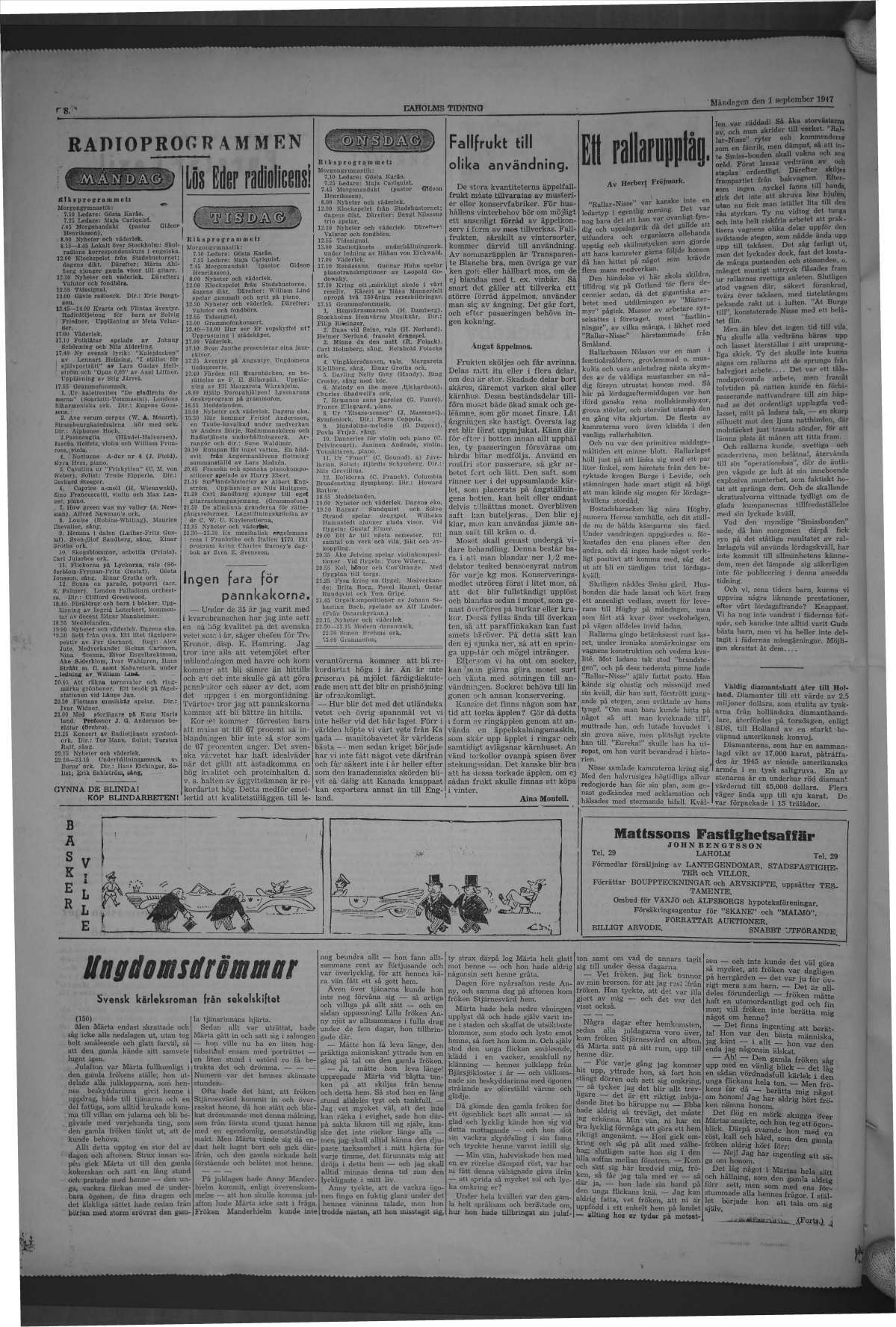 Laholms Tidning Måndag 1 september 1947, sida 6