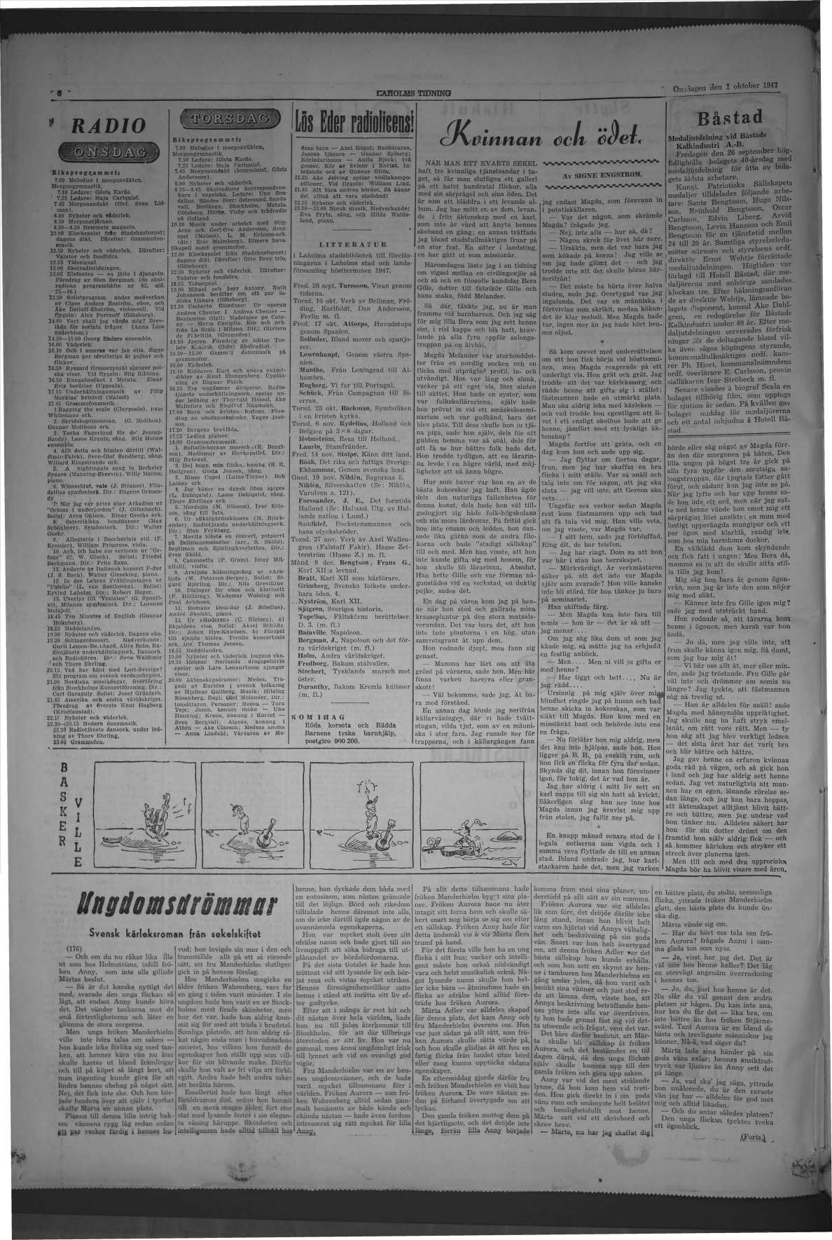 Laholms Tidning Onsdag 1 oktober 1947, sida 6