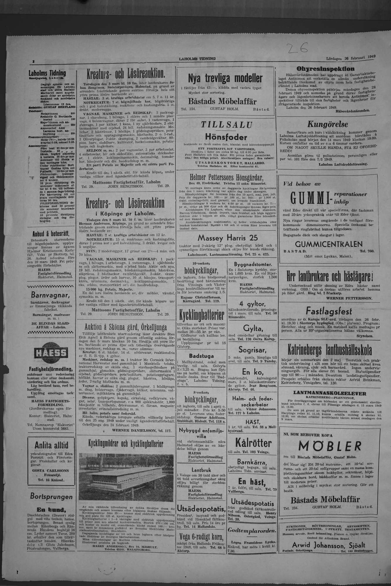 Laholms Tidning Lördag 26 februari 1949, sida 2