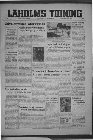 Förstasidan, Onsdag 10 december 1947