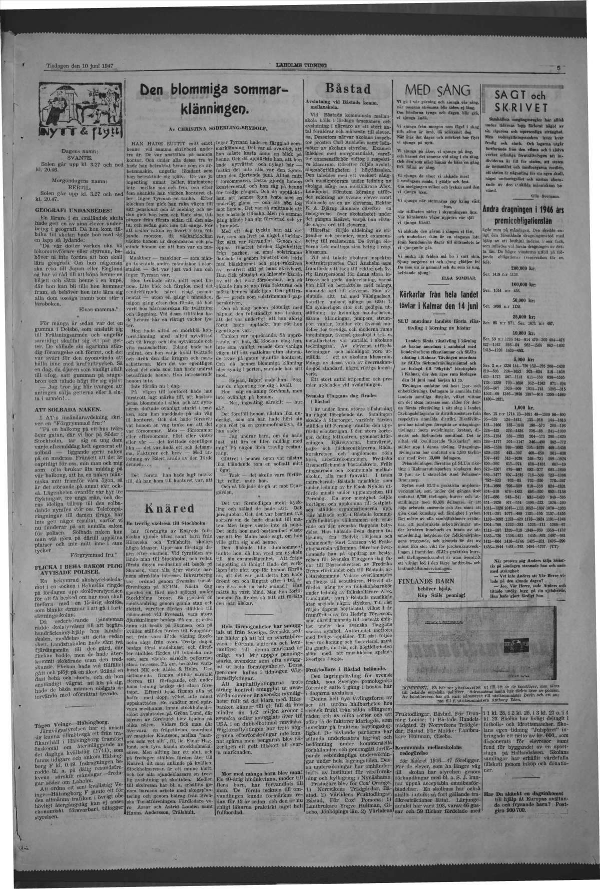 Laholms Tidning Tisdag 10 juni 1947, sida 5