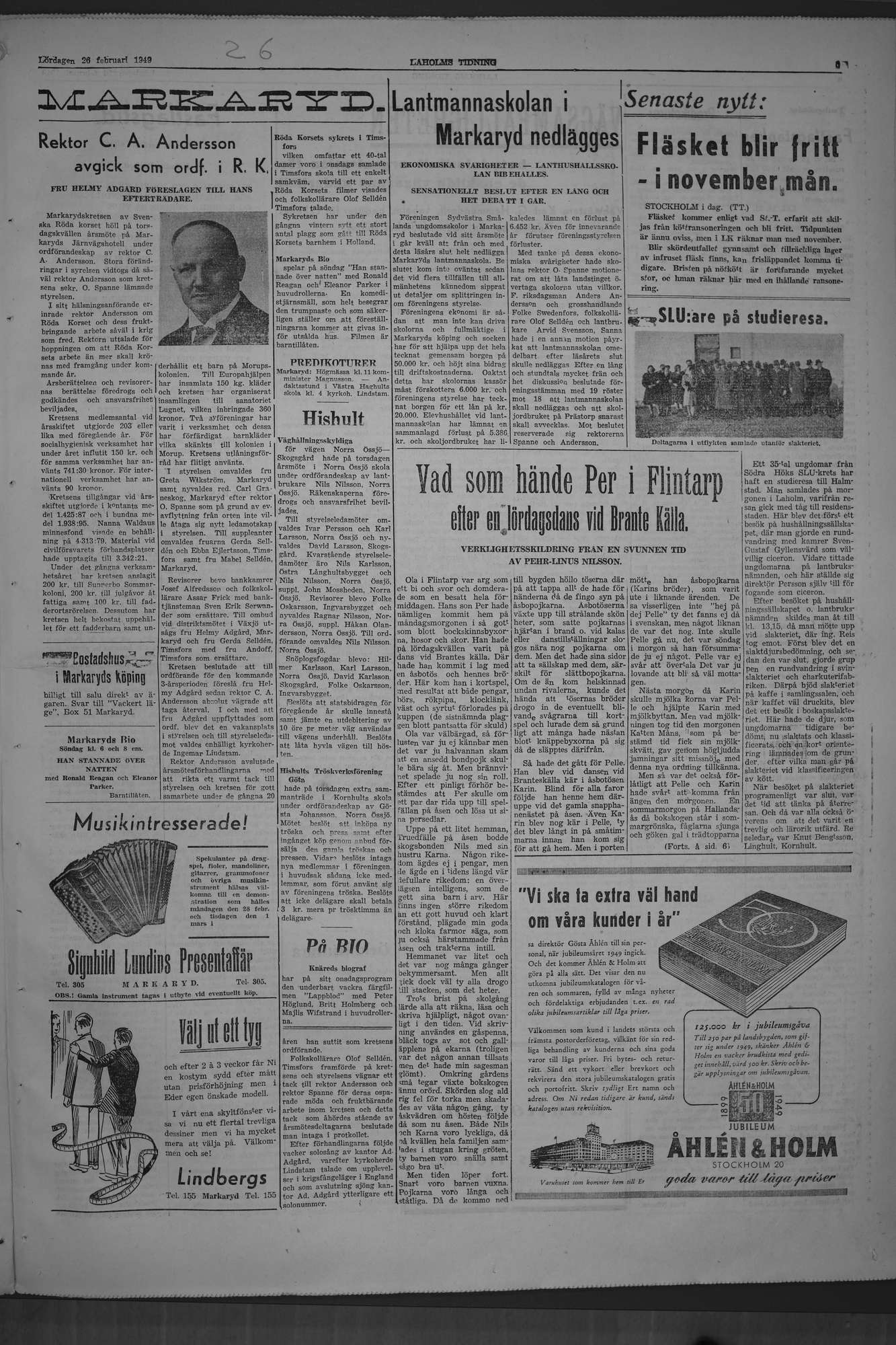 Laholms Tidning Lördag 26 februari 1949, sida 5