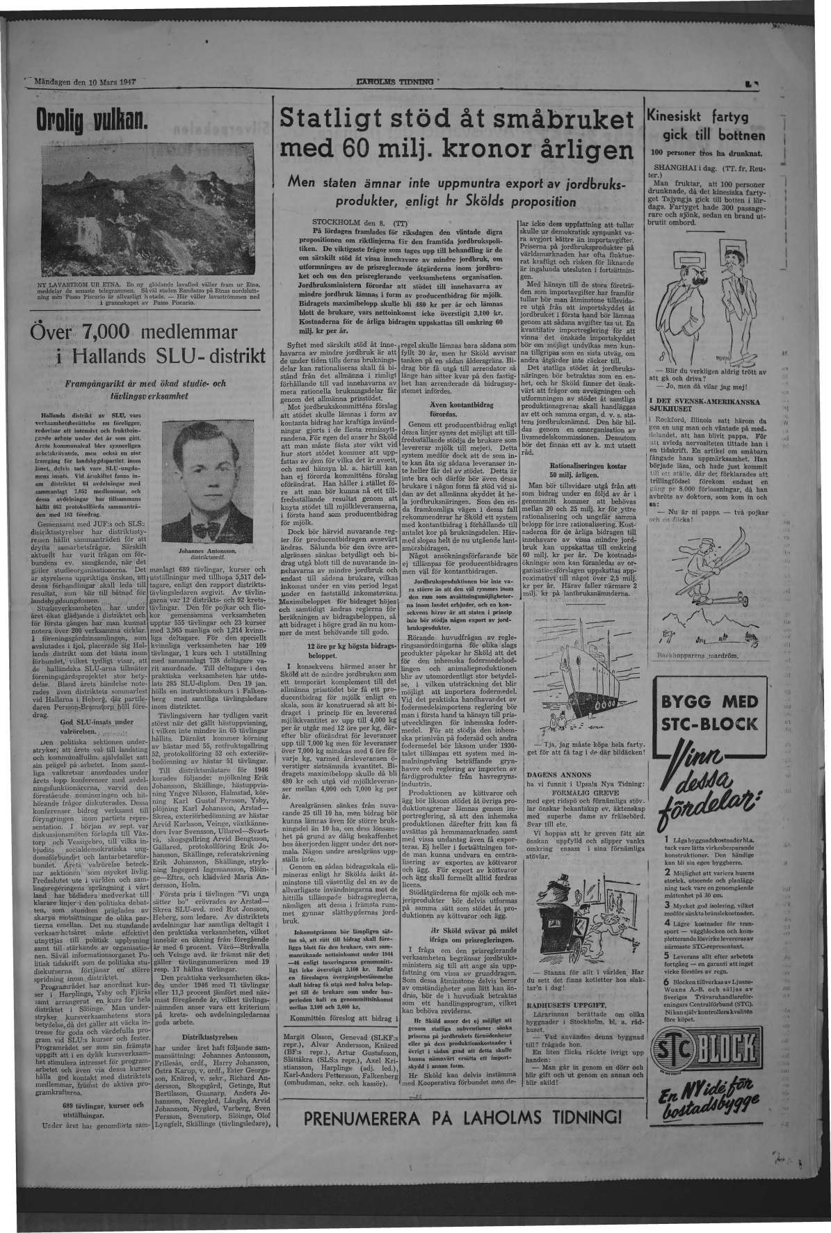 Laholms Tidning Måndag 10 mars 1947, sida 5