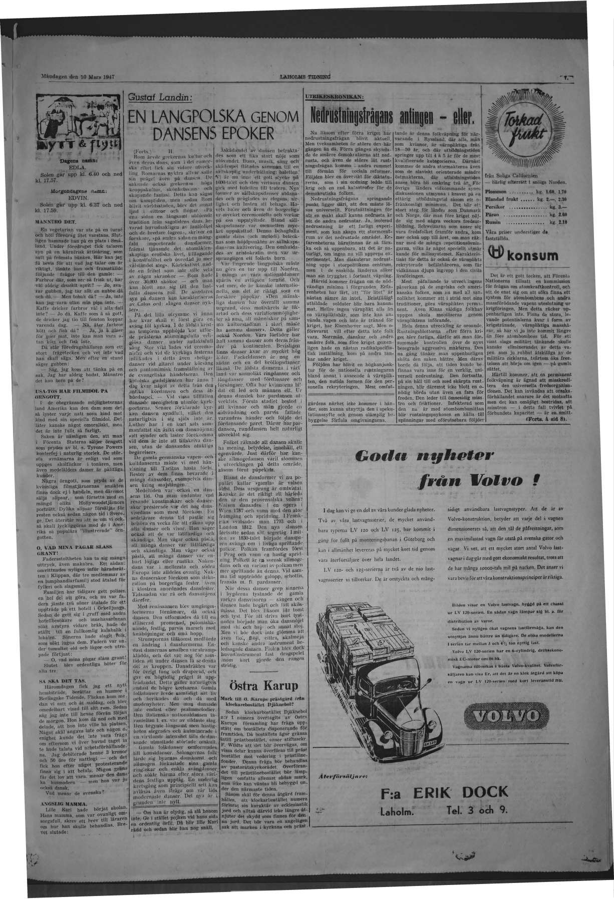 Laholms Tidning Måndag 10 mars 1947, sida 7