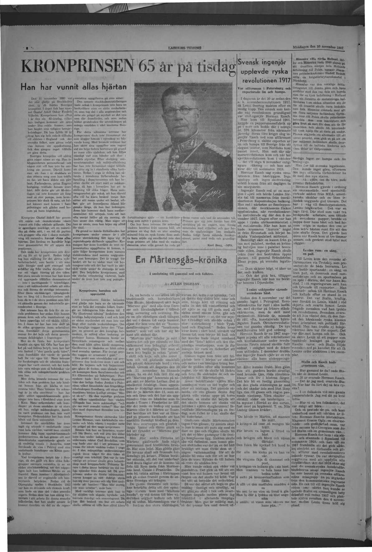 Laholms Tidning Måndag 10 november 1947, sida 6