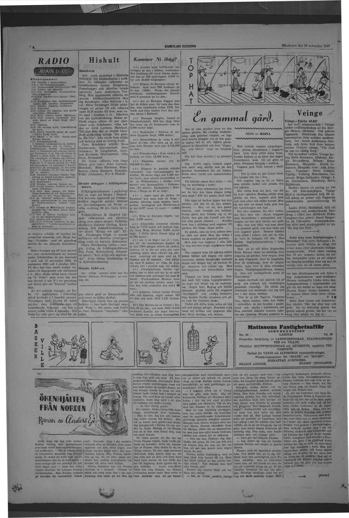 Laholms Tidning Måndag 10 november 1947, sida 8