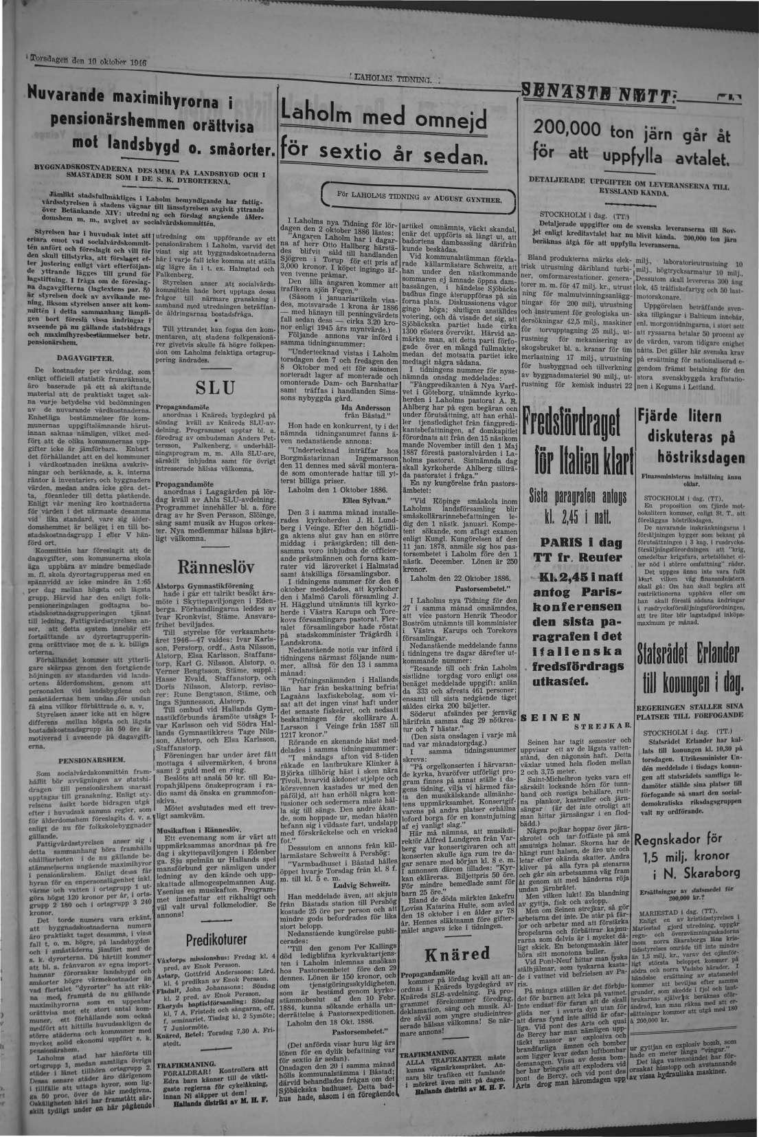 Laholms Tidning Torsdag 10 oktober 1946, sida 3