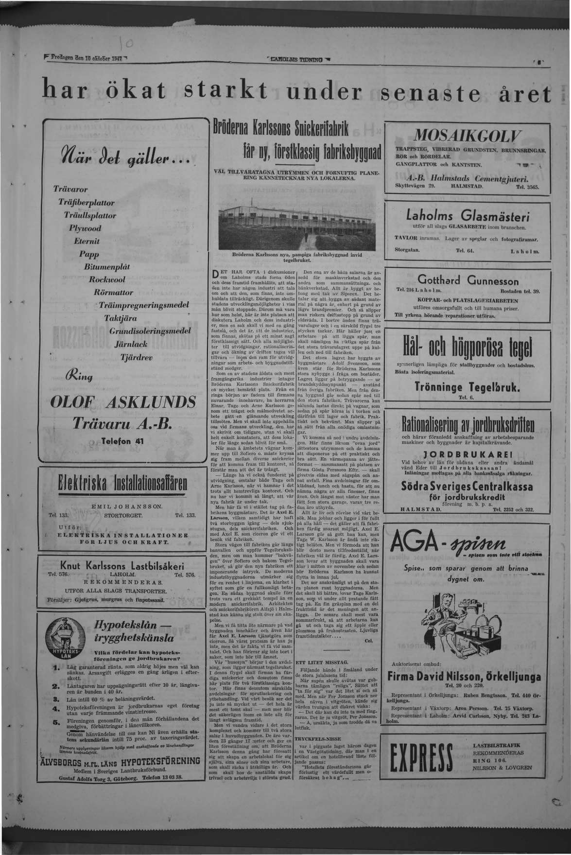 Laholms Tidning Fredag 10 oktober 1947, sida 5