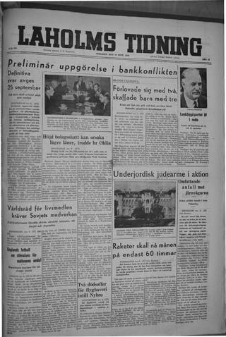 Förstasidan, Tisdag 10 september 1946