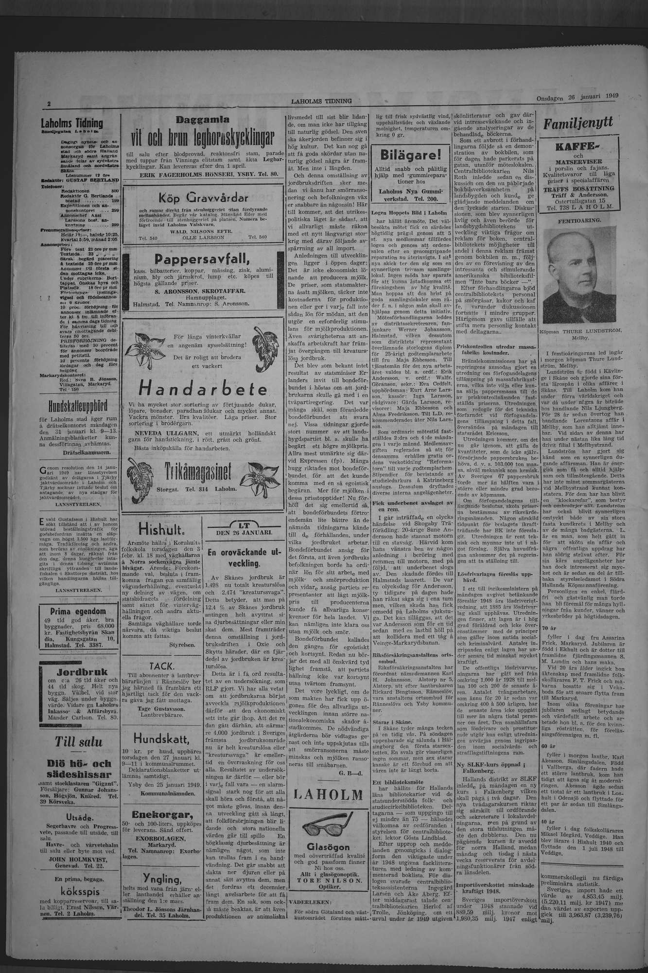 Laholms Tidning Onsdag 26 januari 1949, sida 2