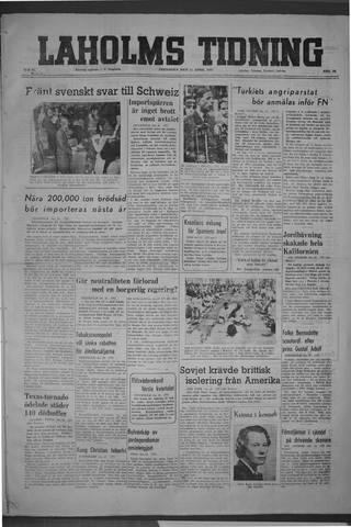 Förstasidan, Fredag 11 april 1947